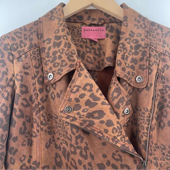 MARRAKECH x Anthropologie Jacket Size Small Marni Leopard Moto Animal Print Zip - Picture 5 of 16